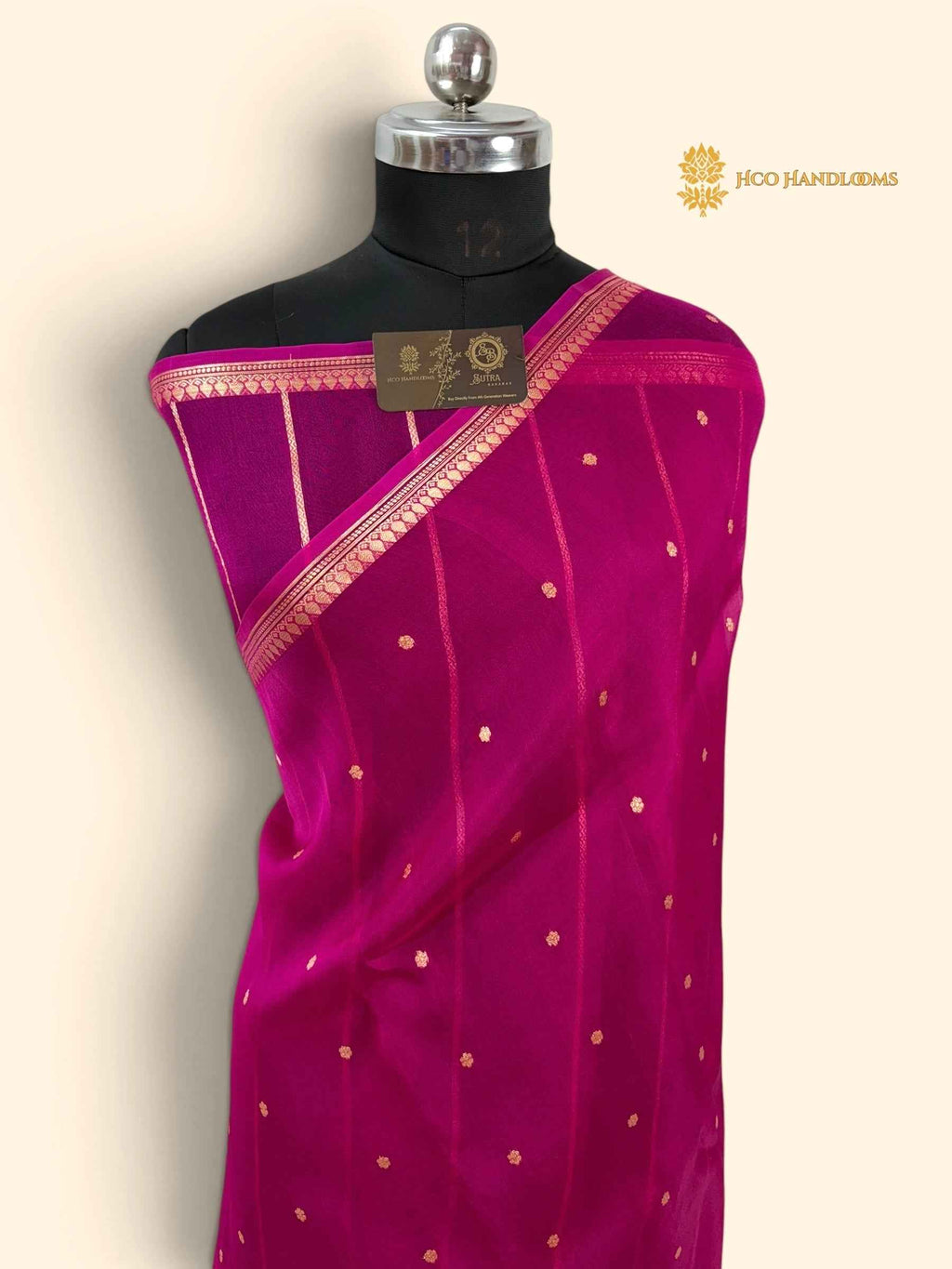 Pink Pure Kora Silk Handloom Banarasi Saree - All Over Small Buti