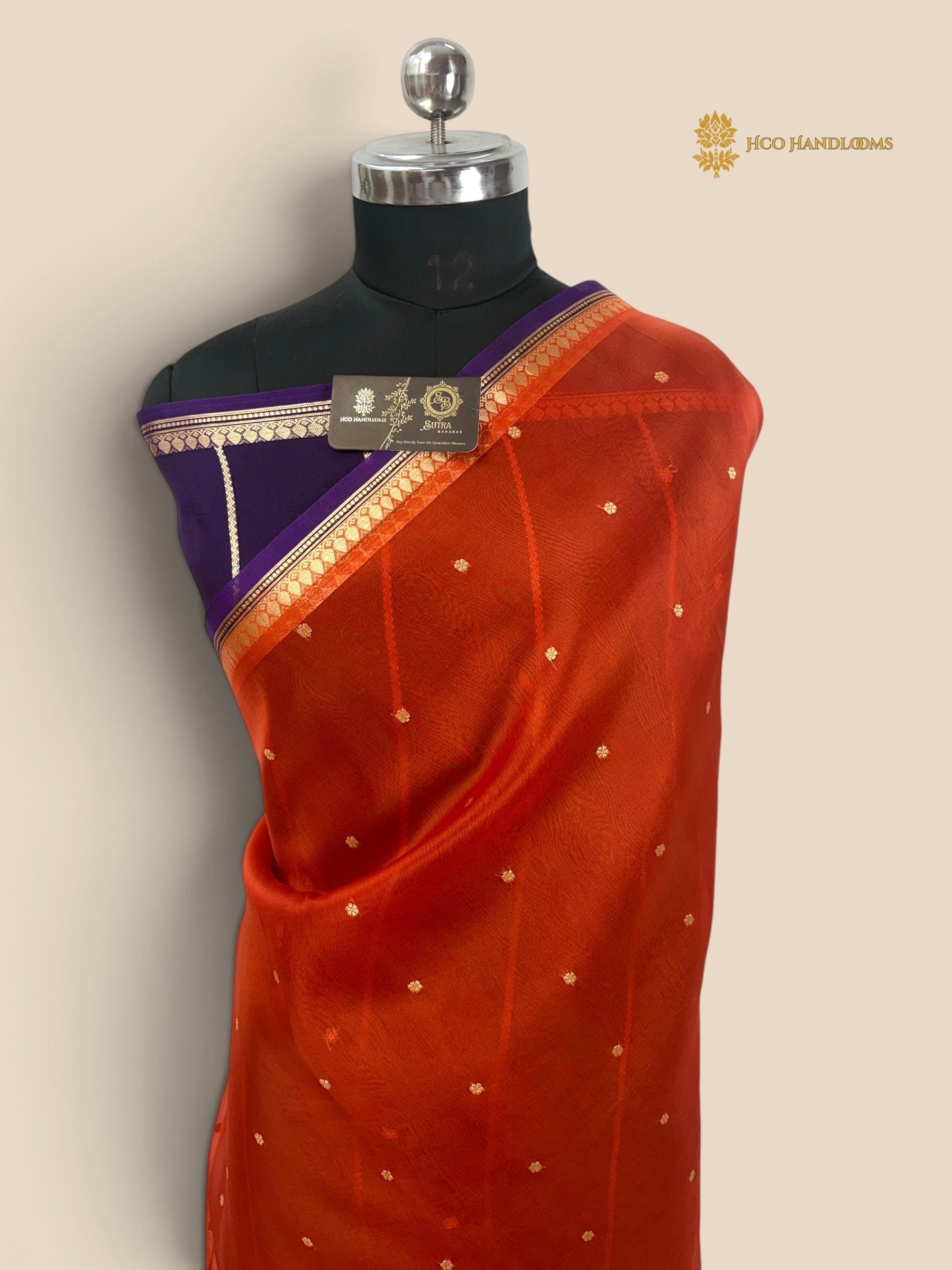 Pure Kora Silk Handloom Banarasi Saree - All Over Small Buti
