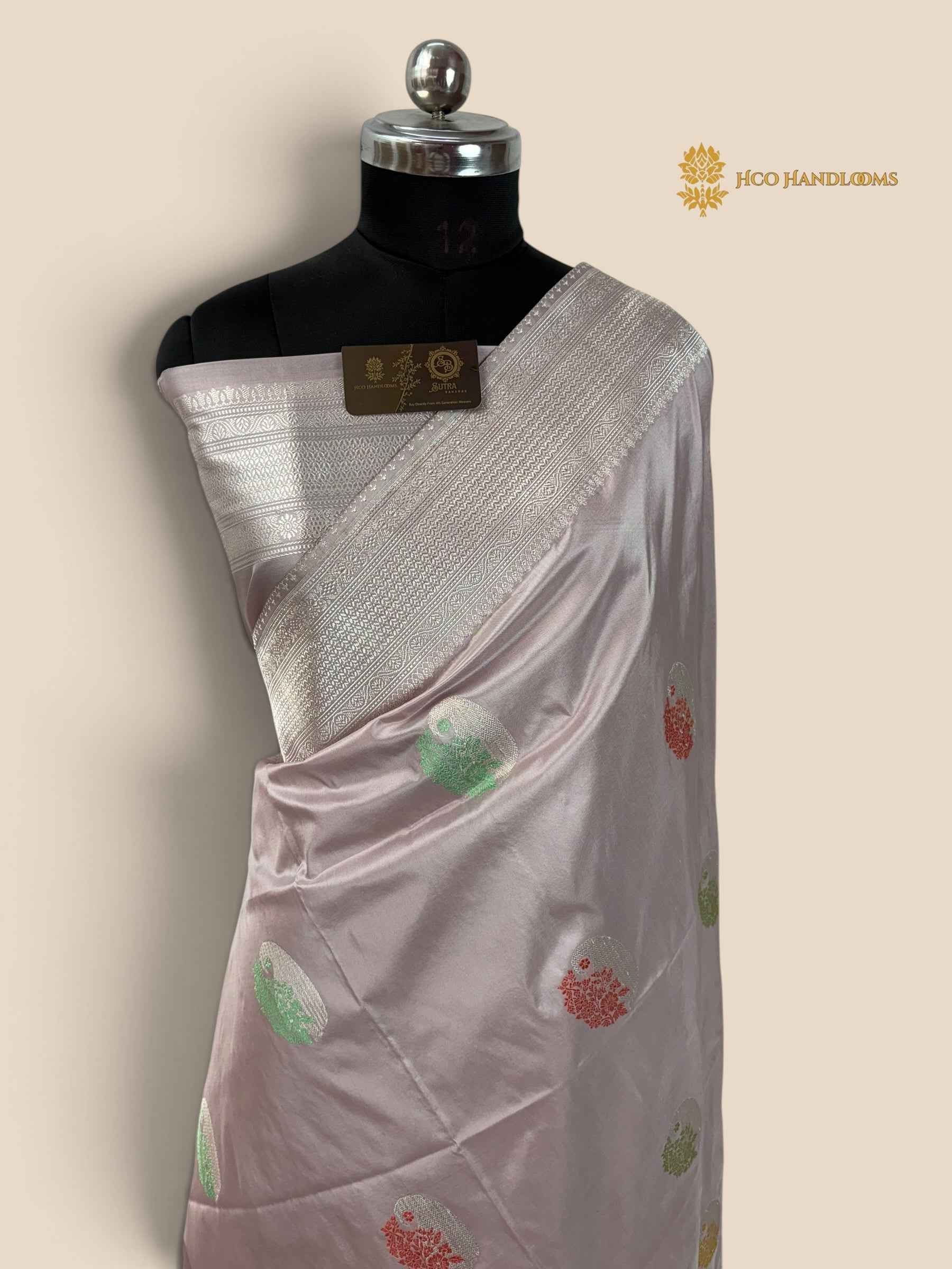 Pure Katan Silk Handloom Banarasi Saree - All Over Meenakari Motifs