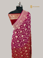 Shaded Pure Khaddi Georgette Silk Handloom Banarasi Saree - Water Zari