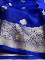 Pure Mango Katan Silk Handloom Banarasi Saree - All Over Kadhua Motifs