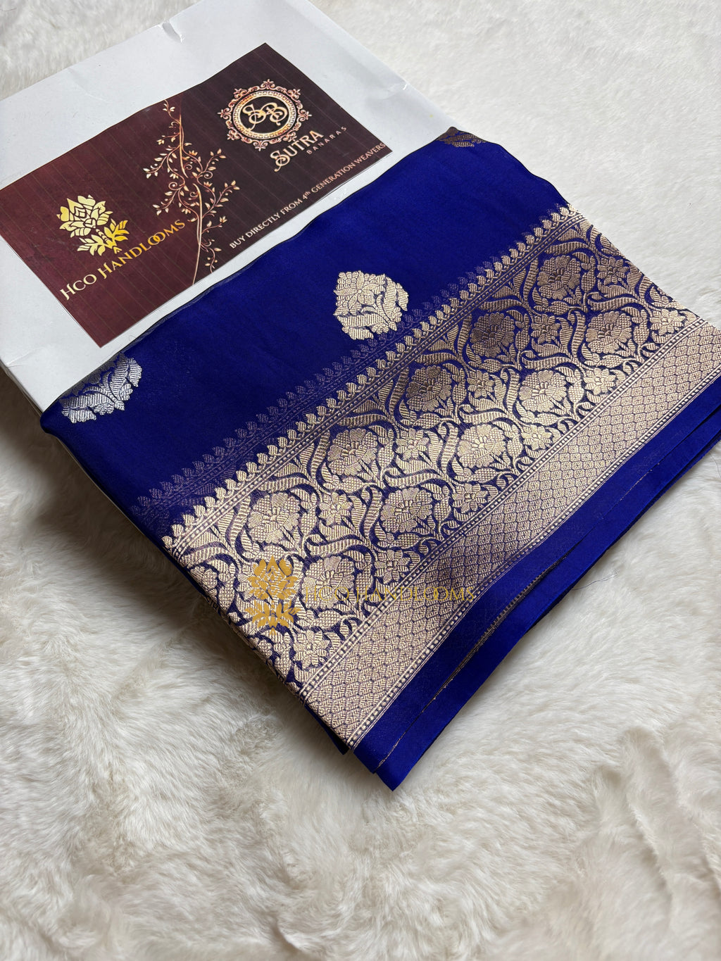 Pure Mango Katan Silk Handloom Banarasi Saree - All Over Kadhua Motifs