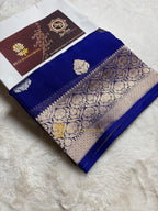 Pure Mango Katan Silk Handloom Banarasi Saree - All Over Kadhua Motifs