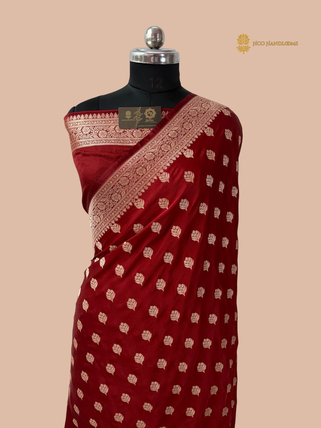 Regal Red Premium Mashru Katan Silk Banarasi Saree - All Over Floral Motifs