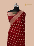 Regal Red Premium Mashru Katan Silk Banarasi Saree - All Over Floral Motifs