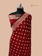 Regal Red Premium Mashru Katan Silk Banarasi Saree - All Over Floral Motifs