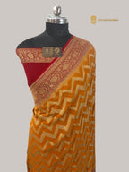 Contrast Pure Khaddi Georgette Silk handloom Banarasi Saree - Water Zari