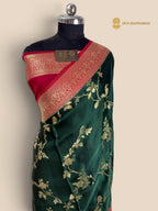 Premium Mashru Crepe Silk Banarasi Saree - All Over Jaal