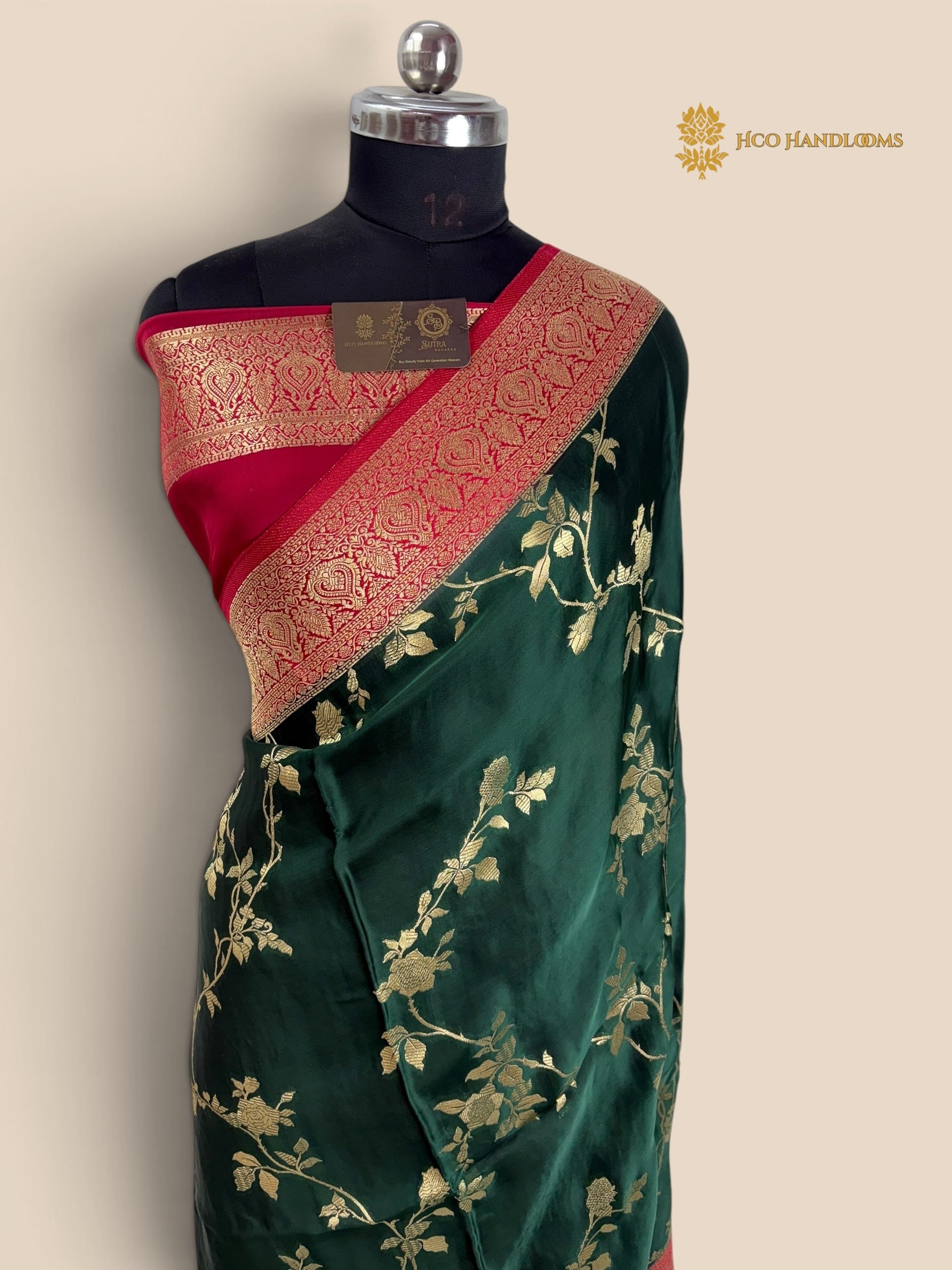 Premium Mashru Crepe Silk Banarasi Saree - All Over Jaal