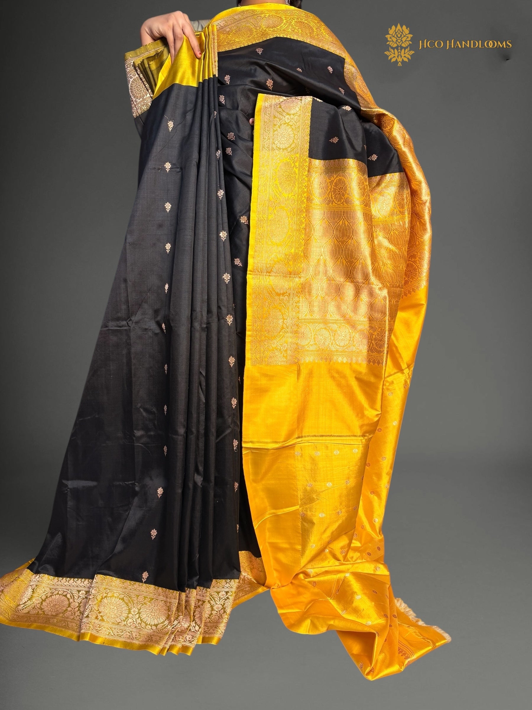 Pure Mango Katan Silk Handloom Banarasi Saree - All Over Kadhua Motifs