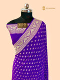 Purple Pure Khaddi Georgette Silk Handloom Banarasi Saree