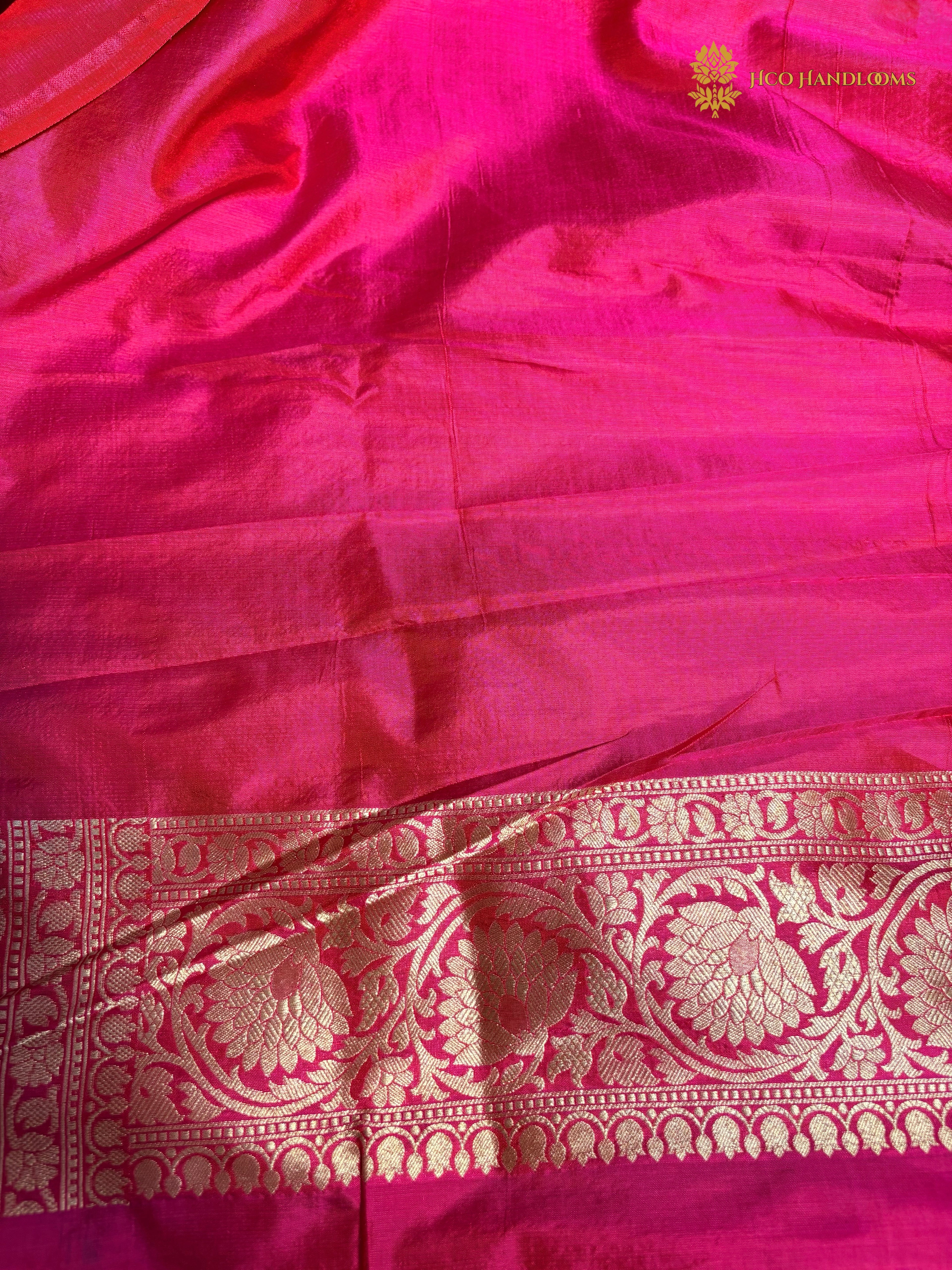 Pure Katan Silk Handloom Banarasi Saree - All Over Floral Jangla