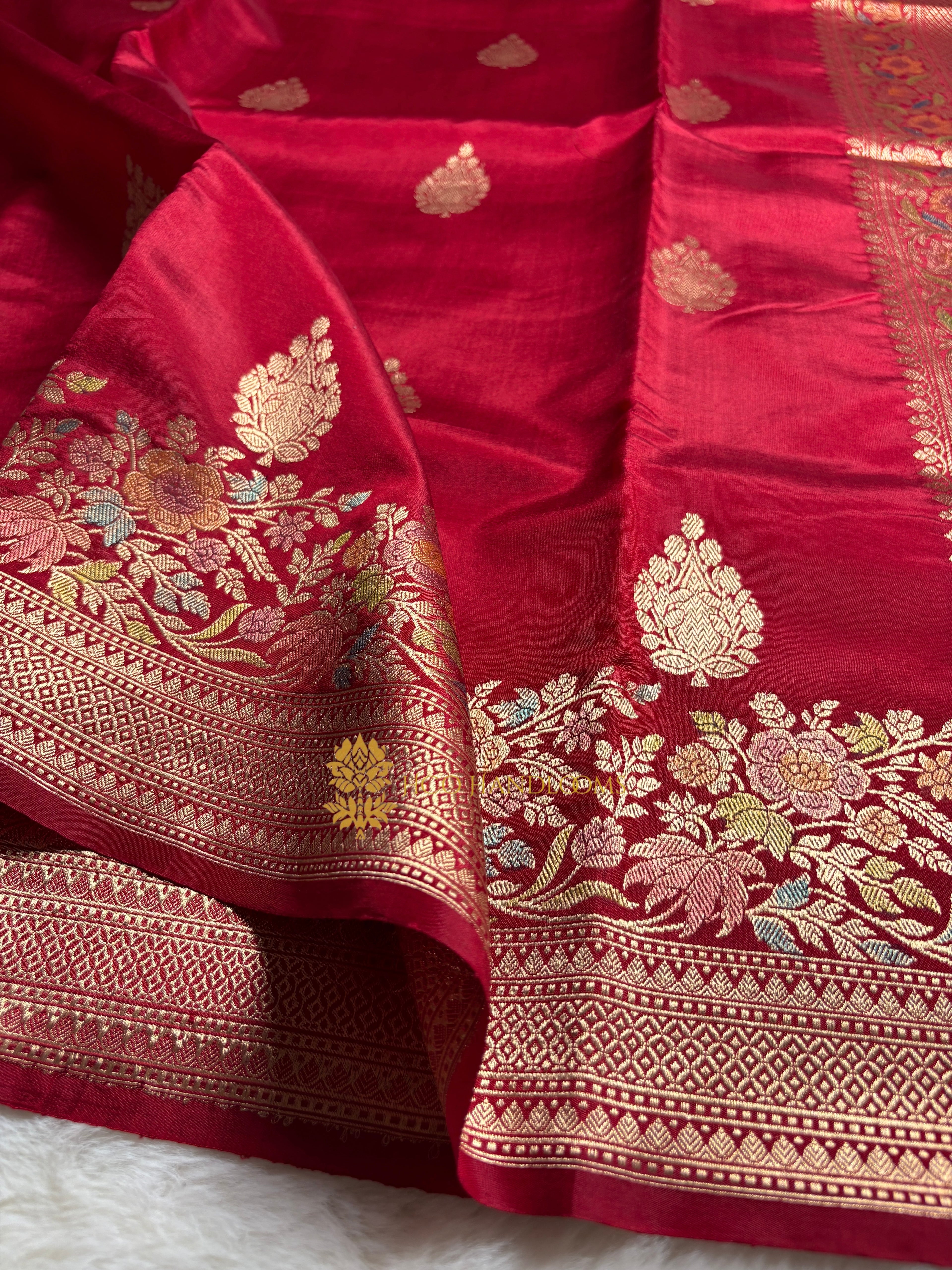 Pure Mango Katan Silk Handloom Banaras Saree - All Over Kadhua Motifs