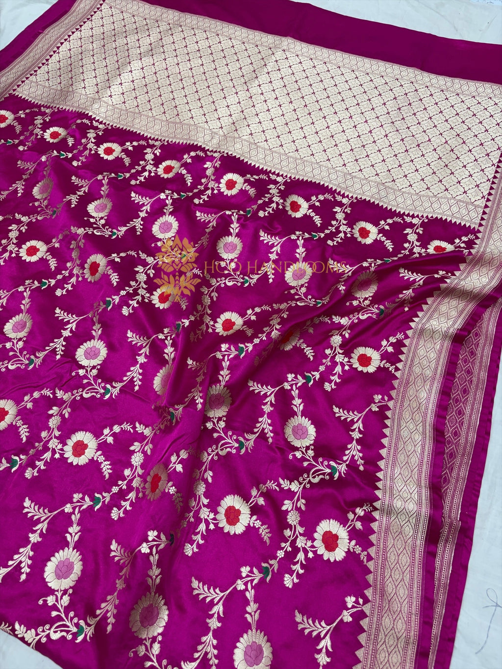Premium Mashru Katan Silk Meenakari Jangla Banarasi Saree