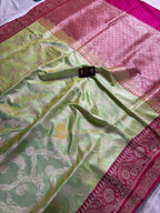Pure Katan Silk Handloom Banarasi Saree - All Over Kadhua Jangla