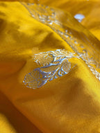 Mustard Pure Katan Silk Handloom Banarasi Saree - All Over Kadhua Motifs