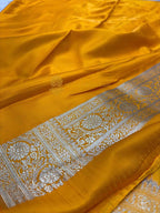 Premium Mashru Katan Silk Floral Motifs Banarasi Saree