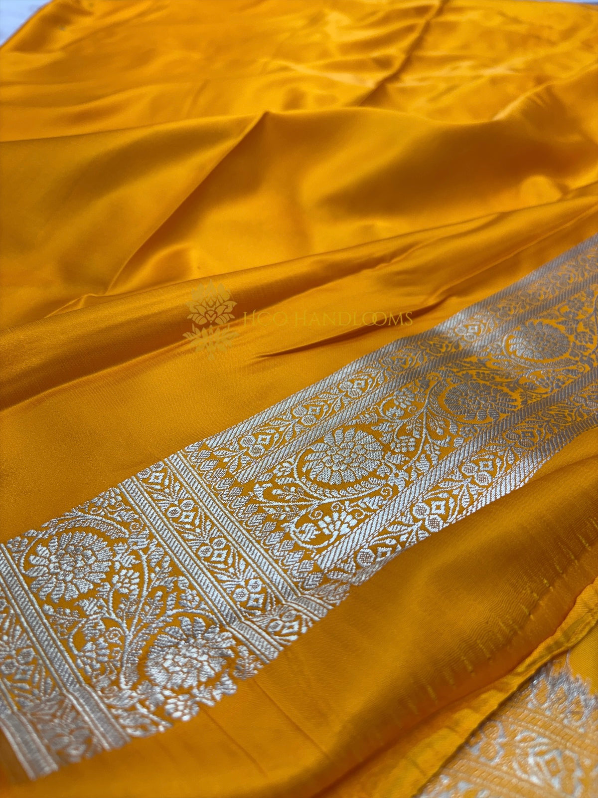 Premium Mashru Katan Silk Floral Motifs Banarasi Saree