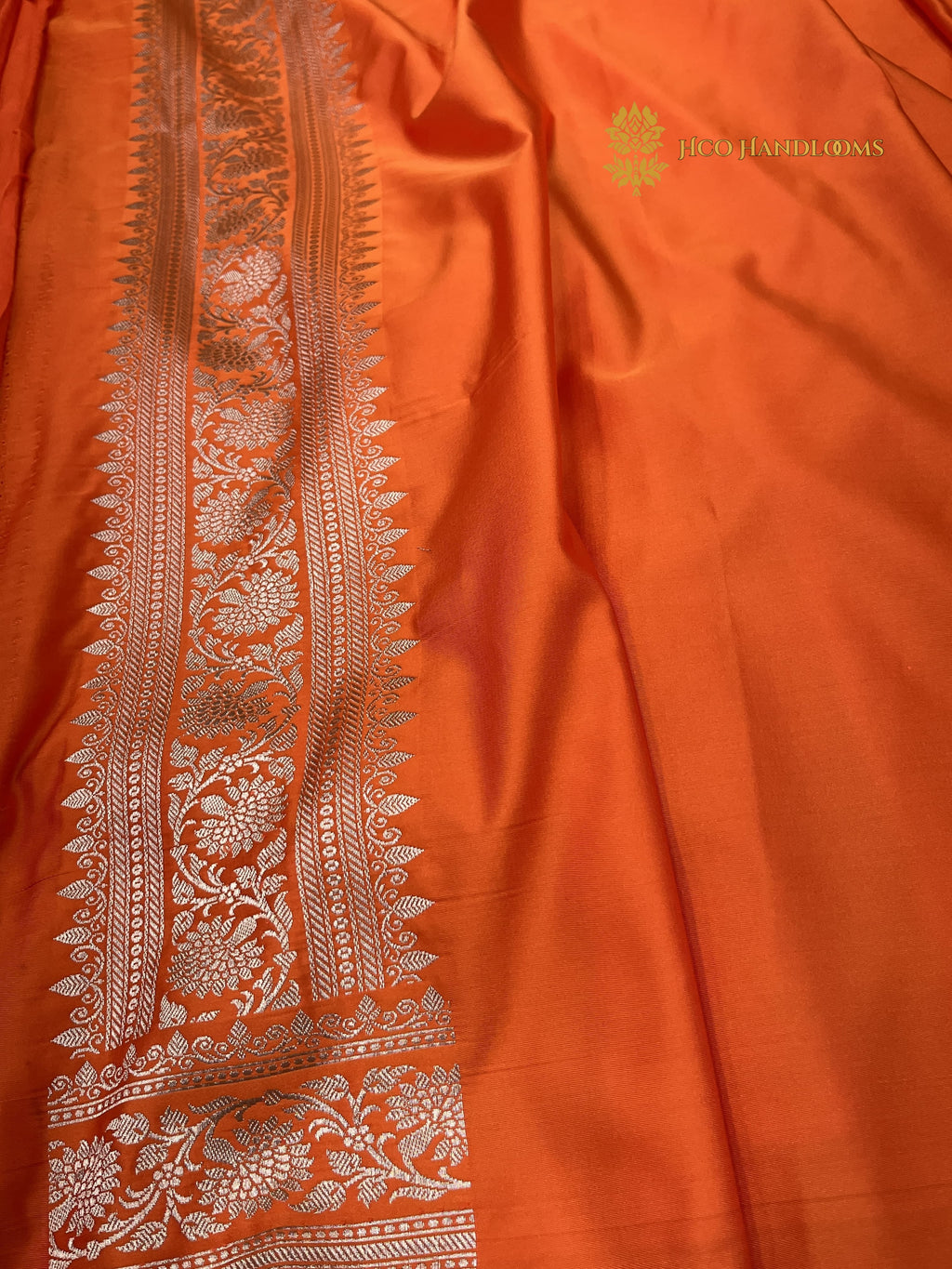 Regal Orange Premium Mashru Katan Silk Banarasi Saree - All Over Motifs