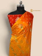 Orange To Red Gradient Premium Soft Silk Banarasi Saree - All Over Meenakari Motifs