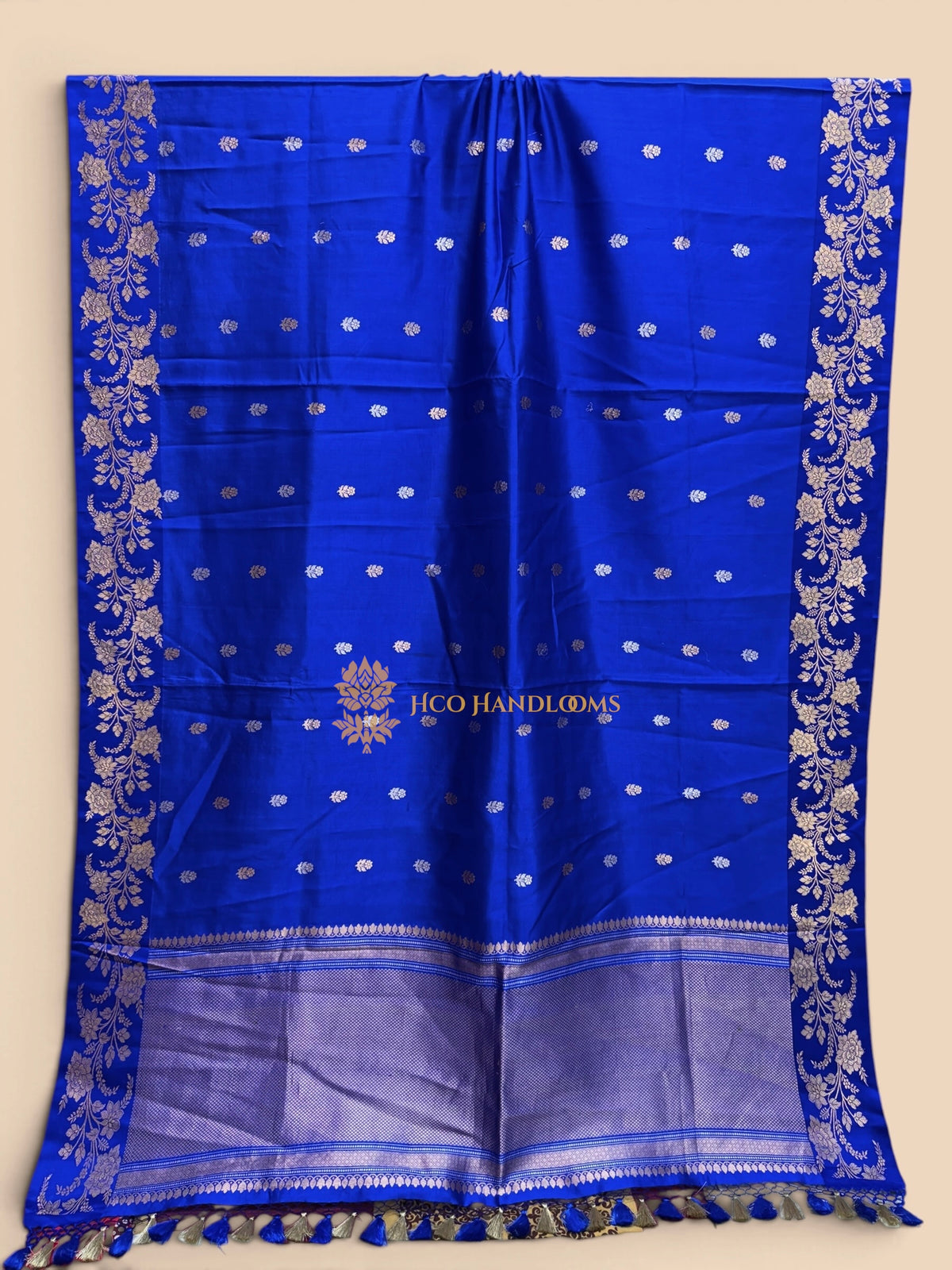 Blue Pure Mango Katan Silk Handloom Banarasi Saree - All Over Motifs