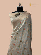 Pastel Green Pure Katan Silk Handloom Banarasi Saree - All Over Meenakari Jaal