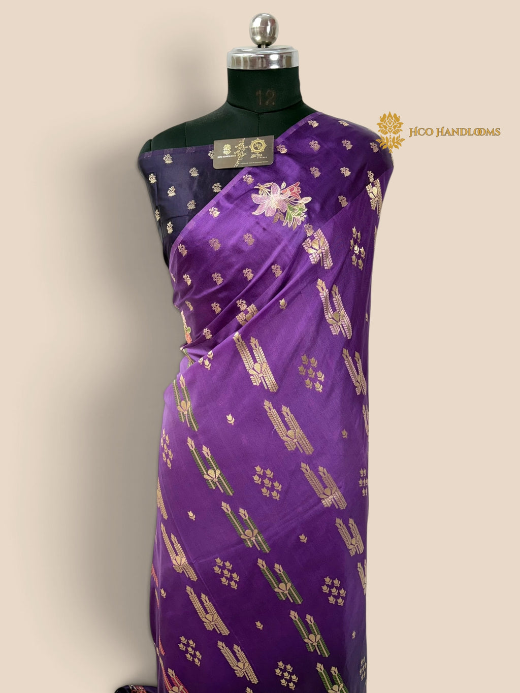 Purple Gradient Premium Soft Silk Banarasi Saree - All Over Meenakari Motifs