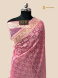 Pastel Pink Premium Cotton Jamdani Banarasi Saree - All Over Jaal