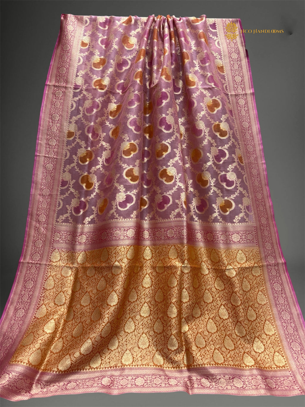 Rangkat Pure Kora Silk Handloom Banarasi saree - All Over Jaal