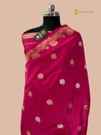 Rani Pink Pure Mango Katan Silk Handloom Banarasi Saree - All Over Kadua Motifs