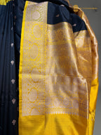 Pure Mango Katan Silk Handloom Banarasi Saree - All Over Kadhua Motifs