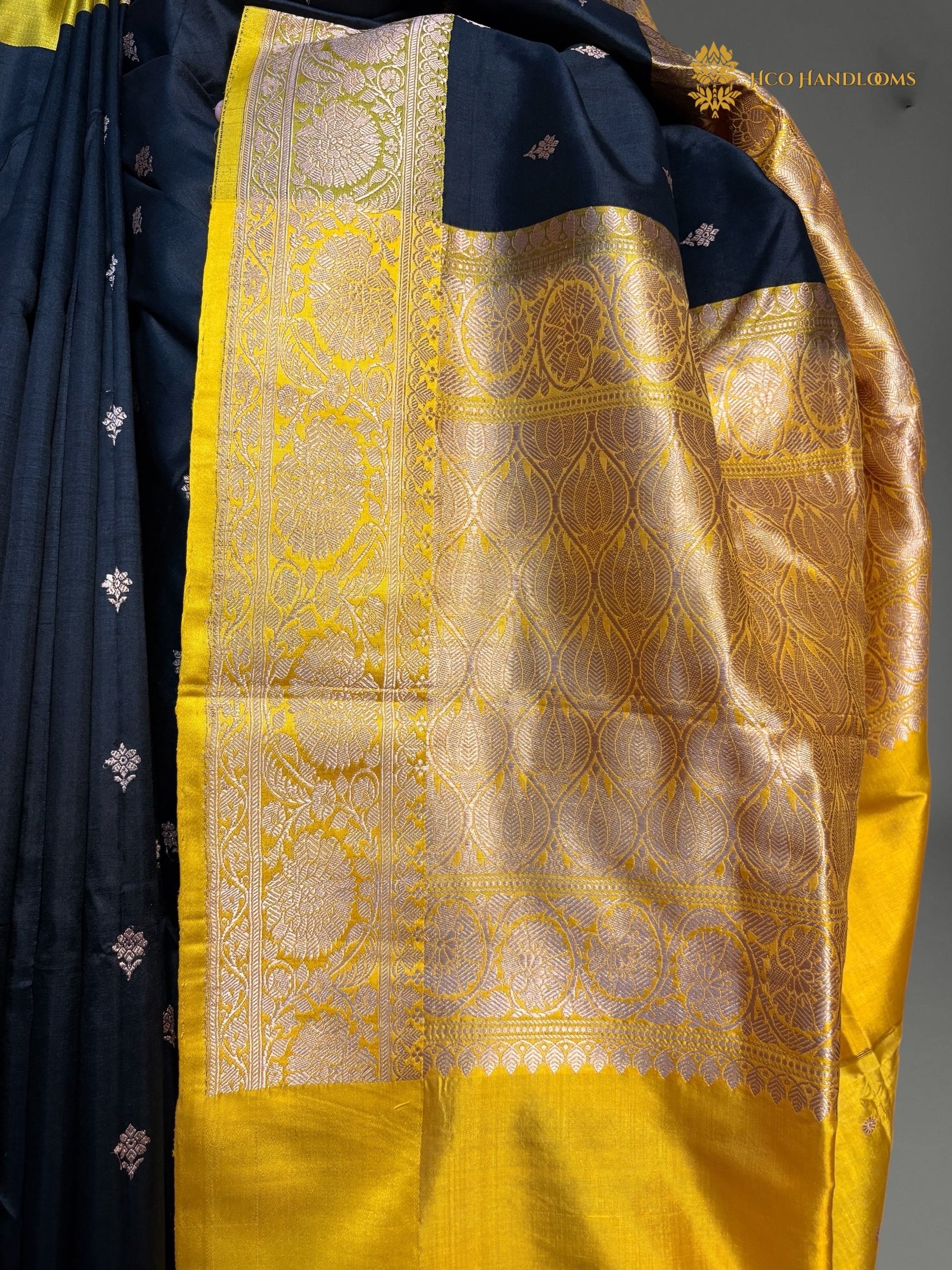 Pure Mango Katan Silk Handloom Banarasi Saree - All Over Kadhua Motifs