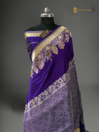 Regal Purple Pure Katan Silk Handloom Banarasi saree - All Over Meenakari Brocade Work