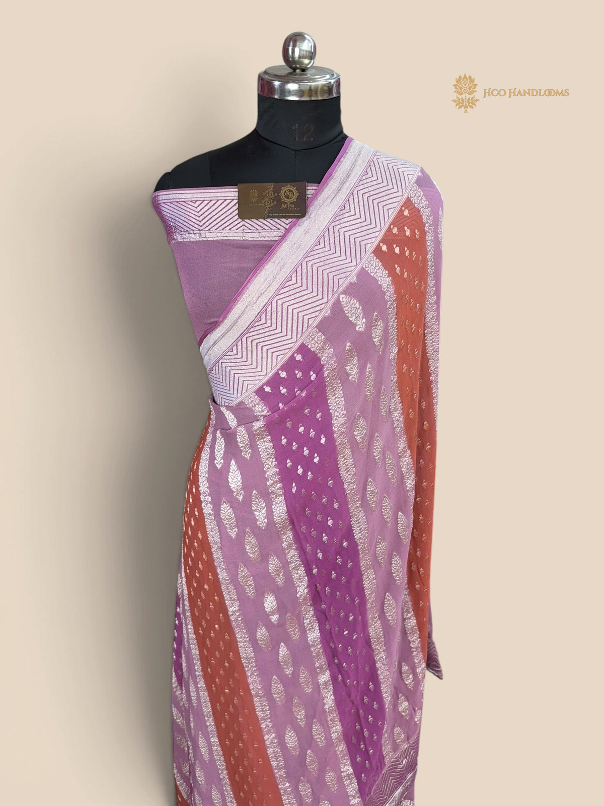 Rangkat Pure Khaddi Georgette Handloom Banarasi Saree - Water Zari