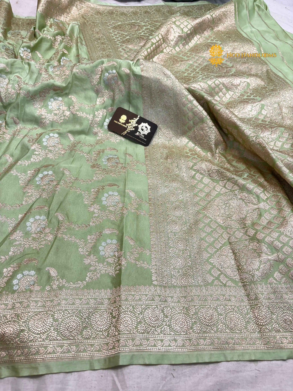 Premium Mashru Katan Silk Banarasi Saree - All Over Jangla
