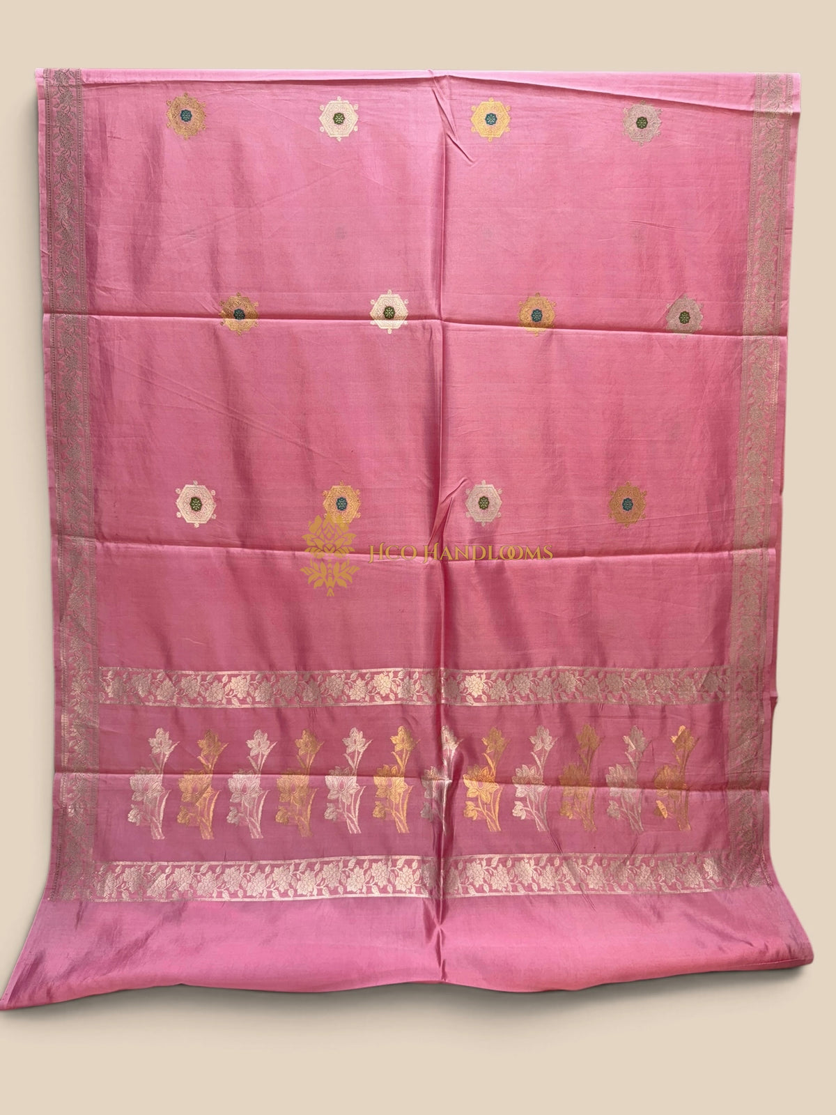 Pink Pure Mango Katan Silk Handloom Banarasi Saree - Meenakari Kadhua Motifs