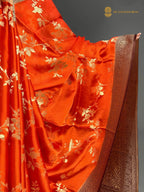 Premium Mashru Crepe Silk Banarasi Saree - All Over Jangla