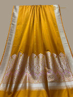 Mustard Premium Mashru Katan Silk Banarasi Saree - All Over Small Booti