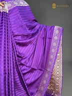 Premium Mashru Crepe Satin Banarasi Saree - All Over Simple Stripes