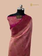 Rani Pink Pure Tussar Silk Handloom Banarasi Saree - All Over Motifs