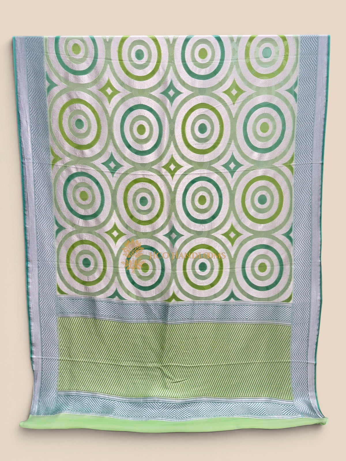 Rangkat Pure Khaddi Geogette Handloom Banarasi Saree - Spherical Pattern