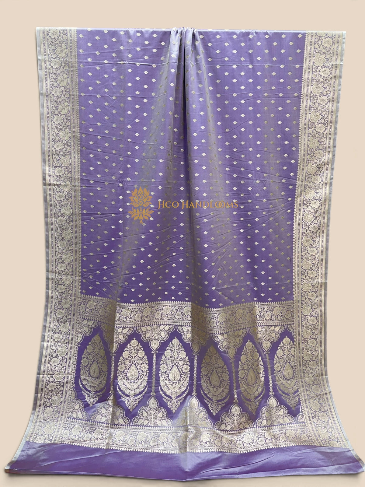 Pastel Lavender Premium Mashru Katan Silk Banarasi Saree - All Over Small Motifs