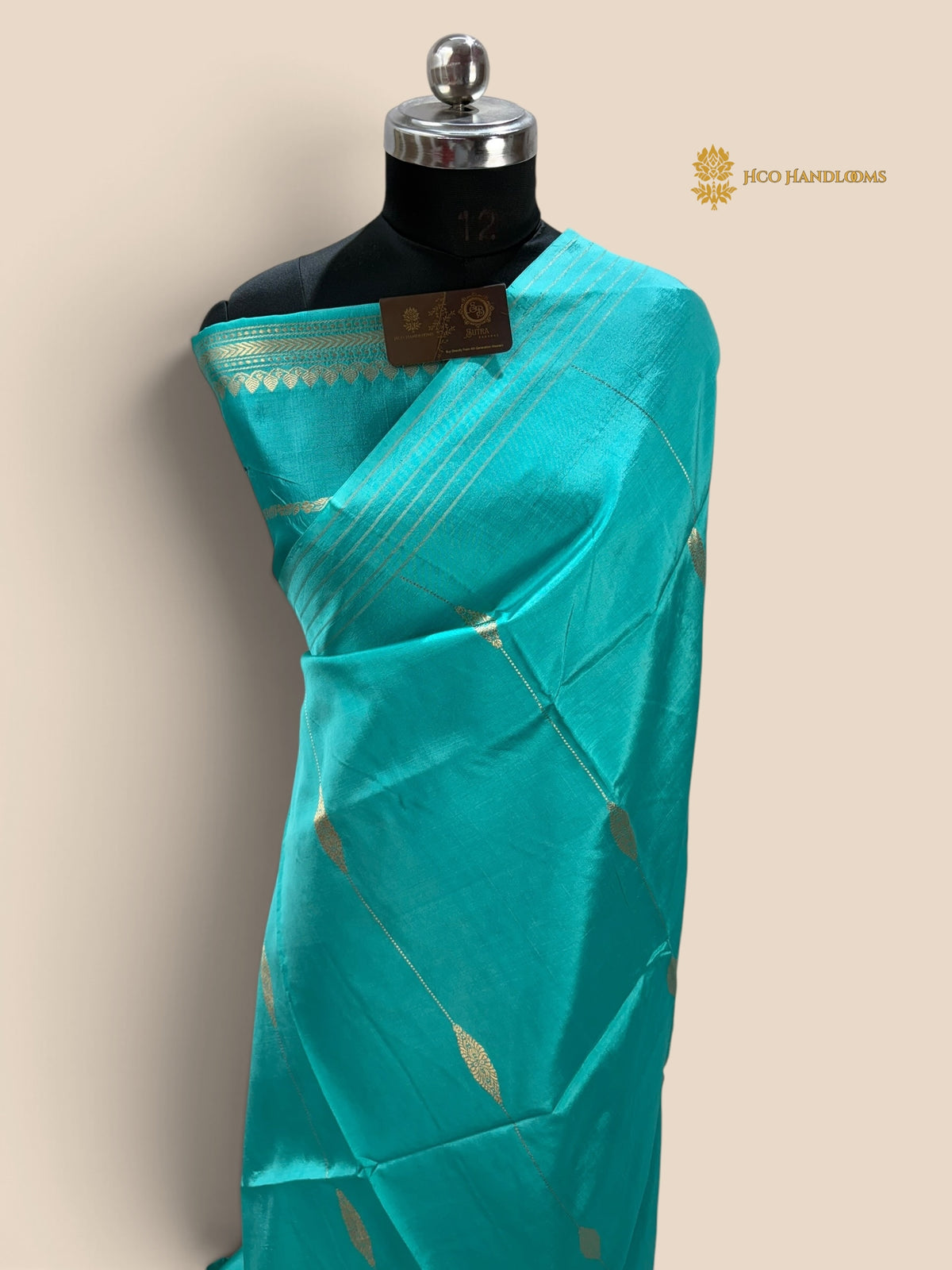 Blue Pure Mango Katan Silk Handloom Banarasi Saree - Kadhua Stripes