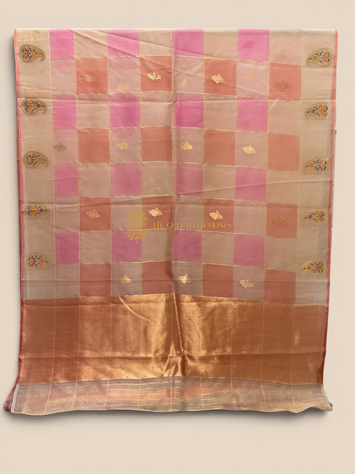 Ivory Rangkat Pure Kora Silk Handloom Banarasi Saree - All Over Kadhua Motifs
