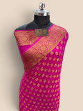 Rani Pink Pure Khaddi Chiffon Silk Banarasi Saree - All Over Motifs