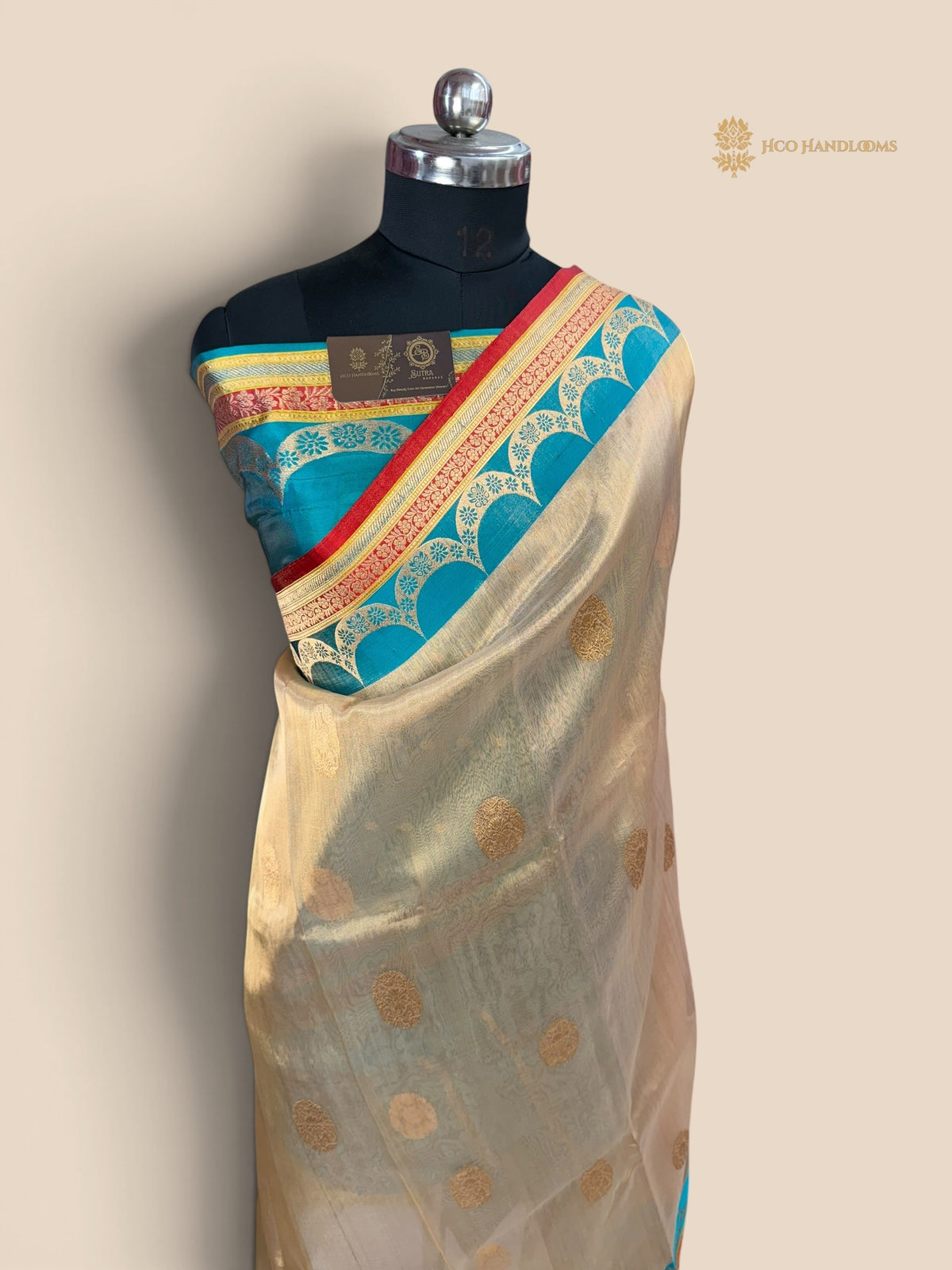 Contrast Pure Kora Tissue Silk Handloom Banarasi Saree - Kadhua Motifs