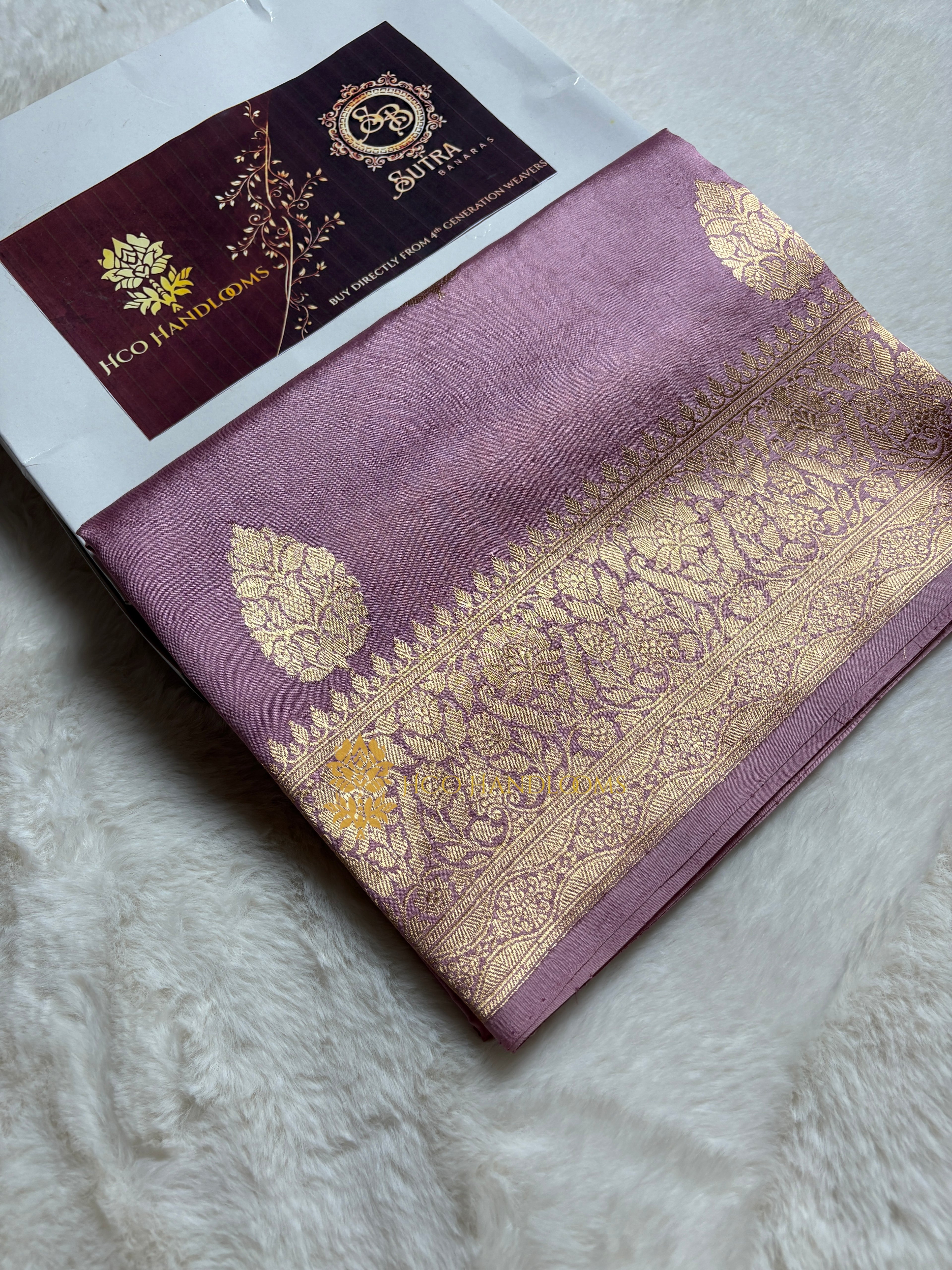 Pure Mango Katan Silk Handloom Banarasi Saree - All Over Kadhua Motifs
