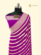 Purple Pure Khaddi Georgette Silk Handloom Banarasi Saree