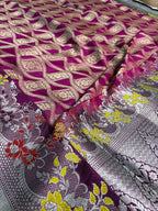 Pure Katan Silk Handloom Banarasi Saree - All Over Jangla