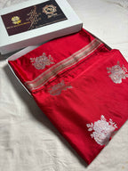 Premium Mashru Katan Silk Floral Motifs Banarasi Saree
